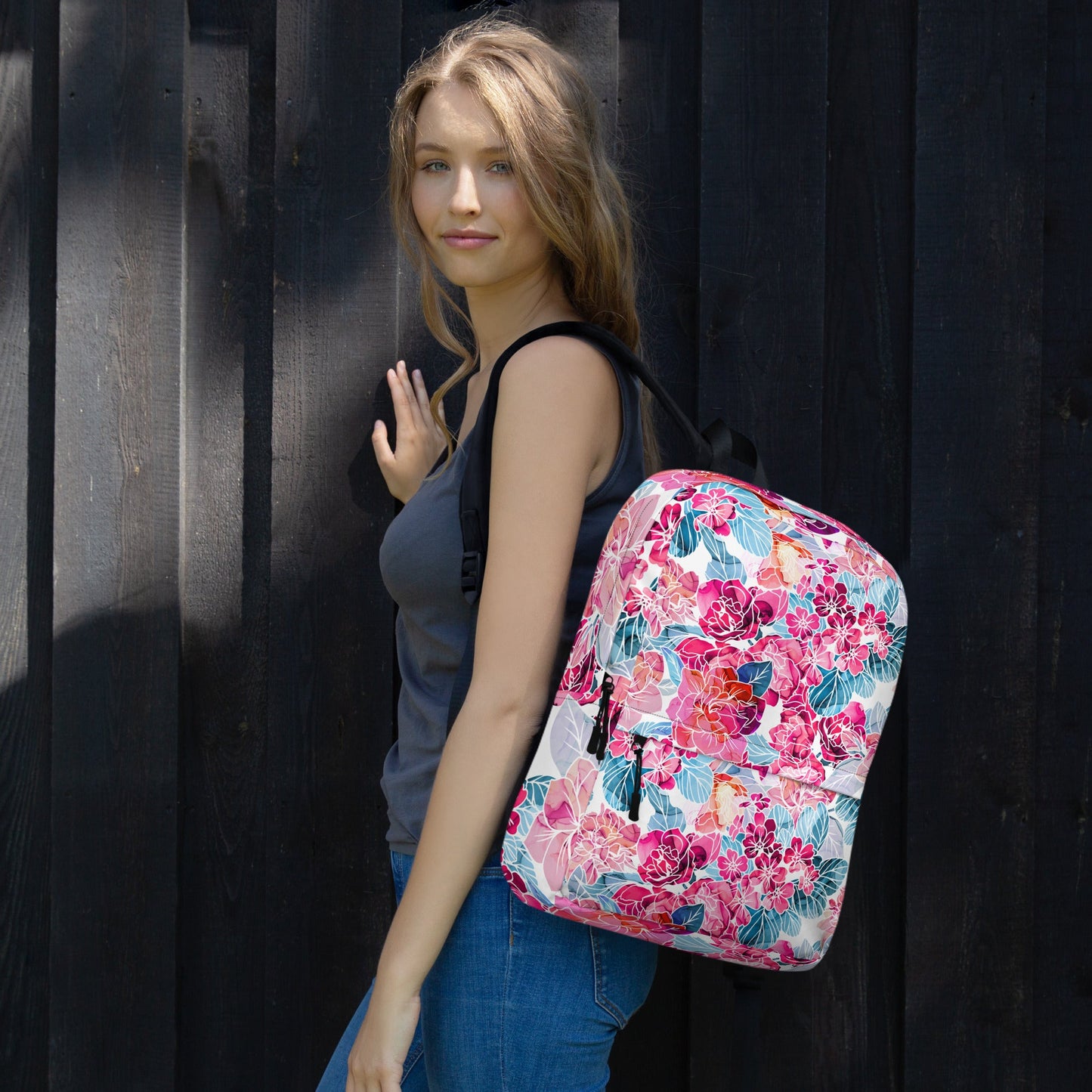 Backpack - Pink Flowers - LucyKay store