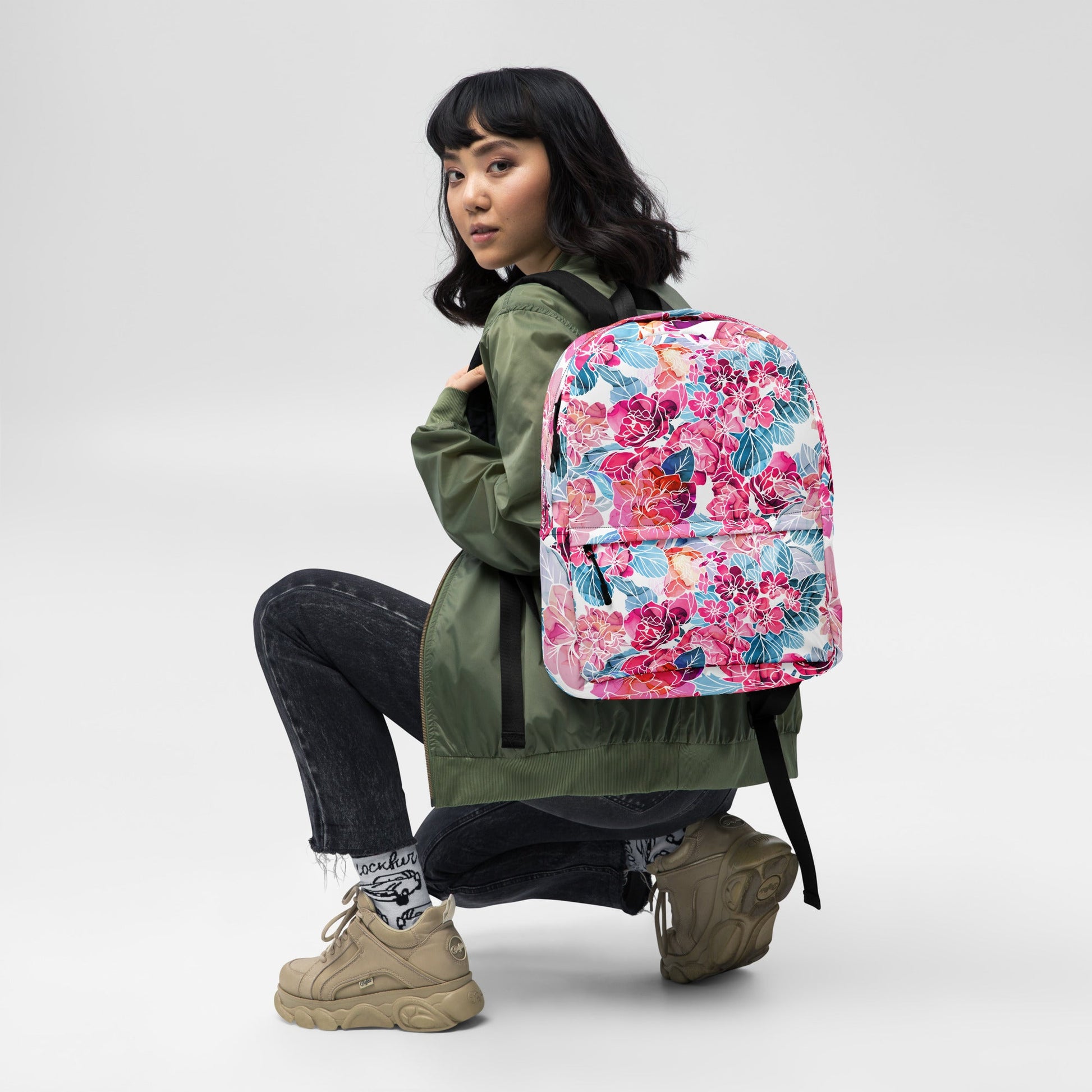 Backpack - Pink Flowers - LucyKay store