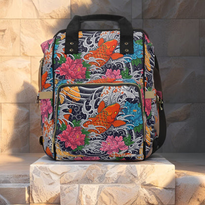 Multifunctional Backpack - Colorful Koi Fish Pattern - LucyKay store