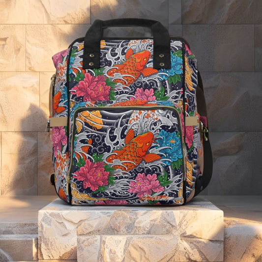 Multifunctional Backpack - Colorful Koi Fish Pattern - LucyKay store