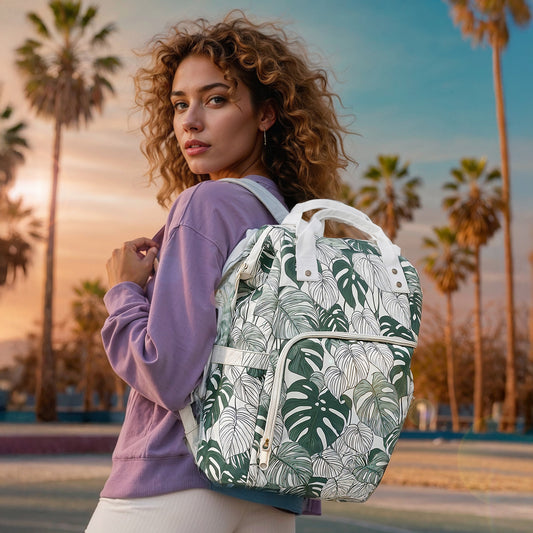 Multifunctional Backpack - Tropical Leaves pattern - LucyKay store