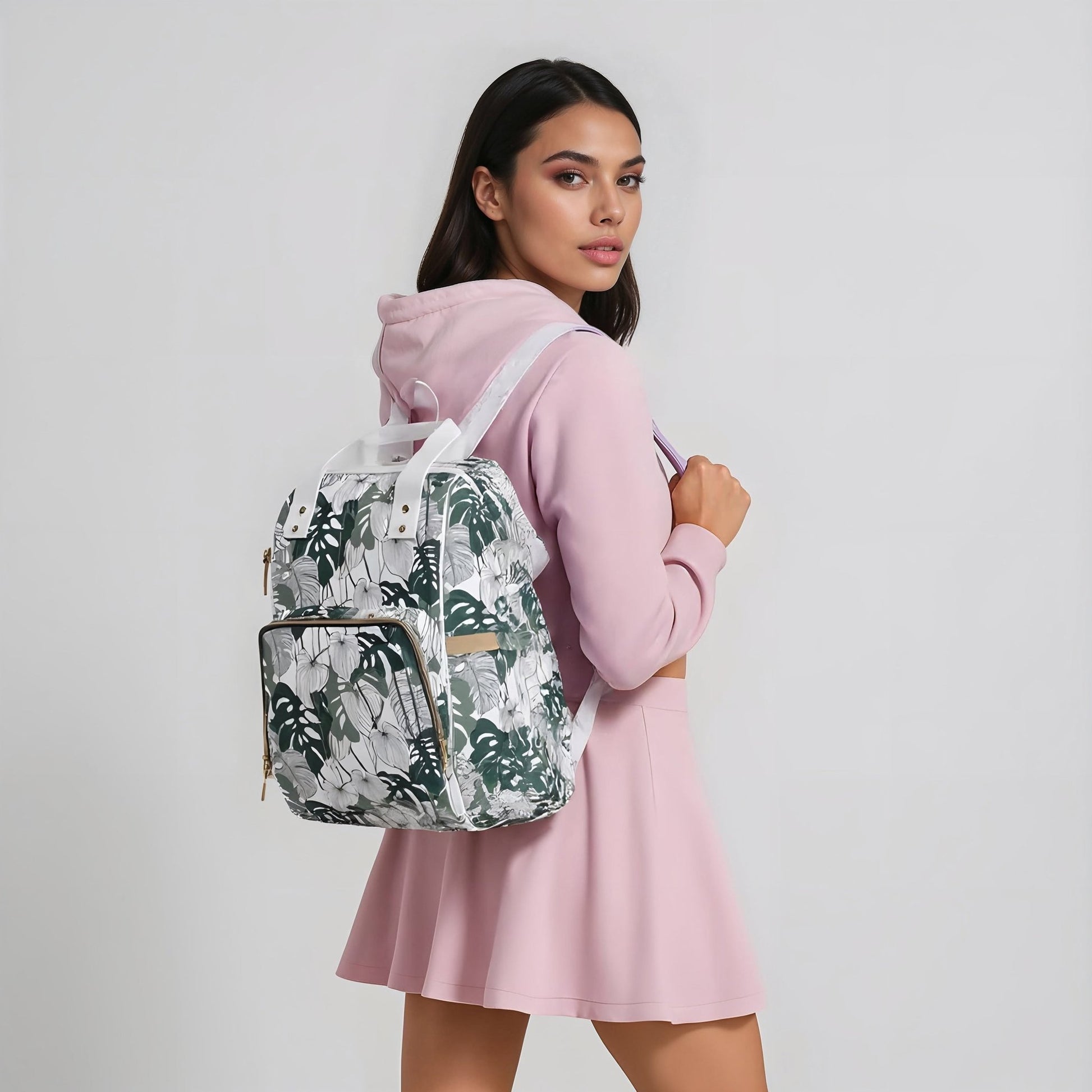 Multifunctional Backpack - Tropical Leaves pattern - LucyKay store