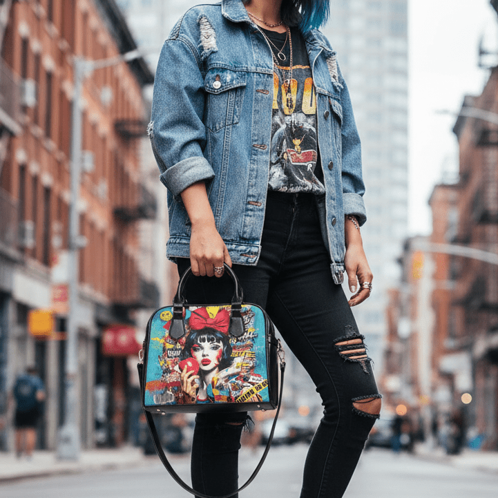 Pop Art 'Bite Me' Satchel Handbag | Urban Snow White Graphic - LucyKay store