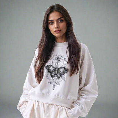 Ornamental Butterfly & Rose Art Sweatshirt - LucyKay store