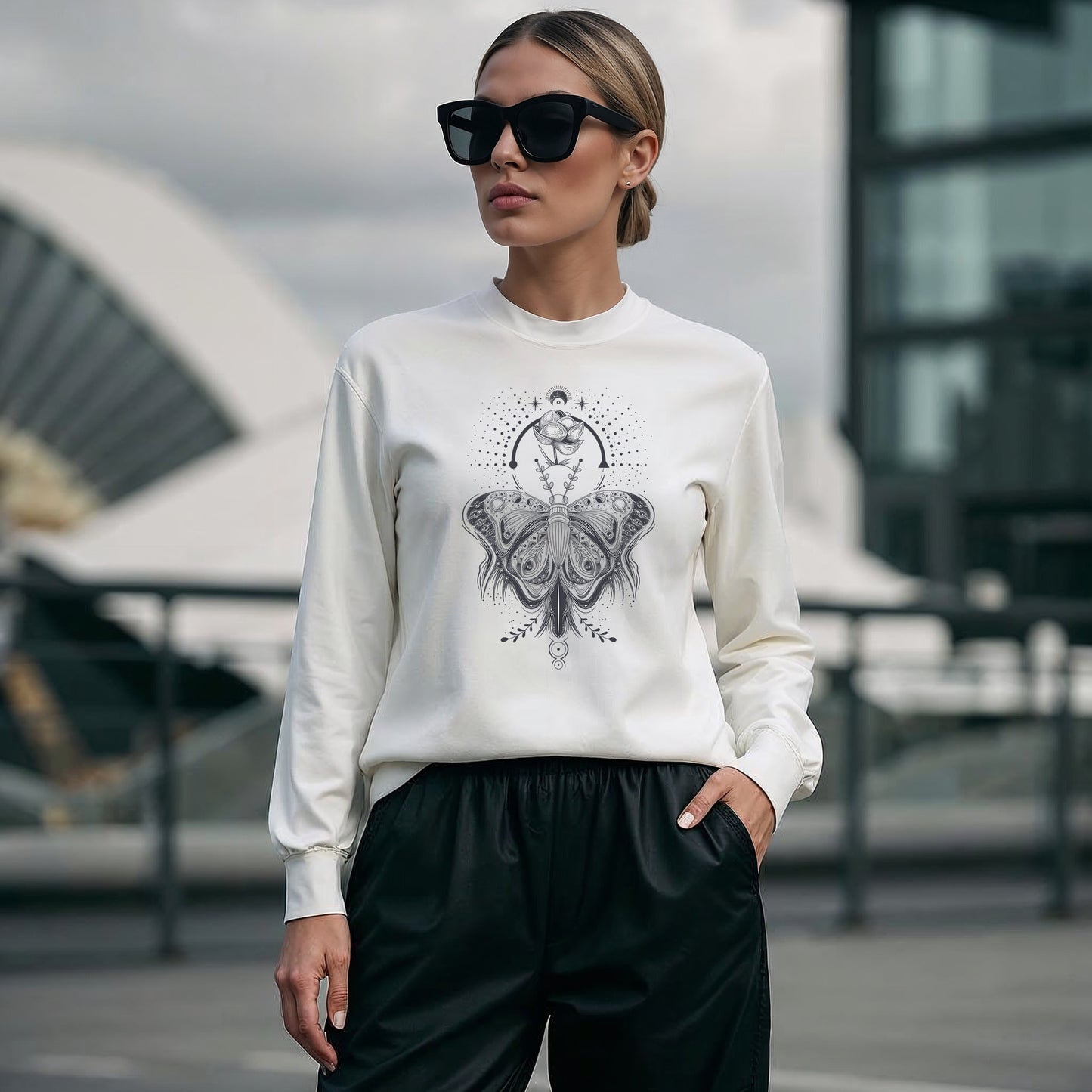 Ornamental Butterfly & Rose Art Sweatshirt - LucyKay store