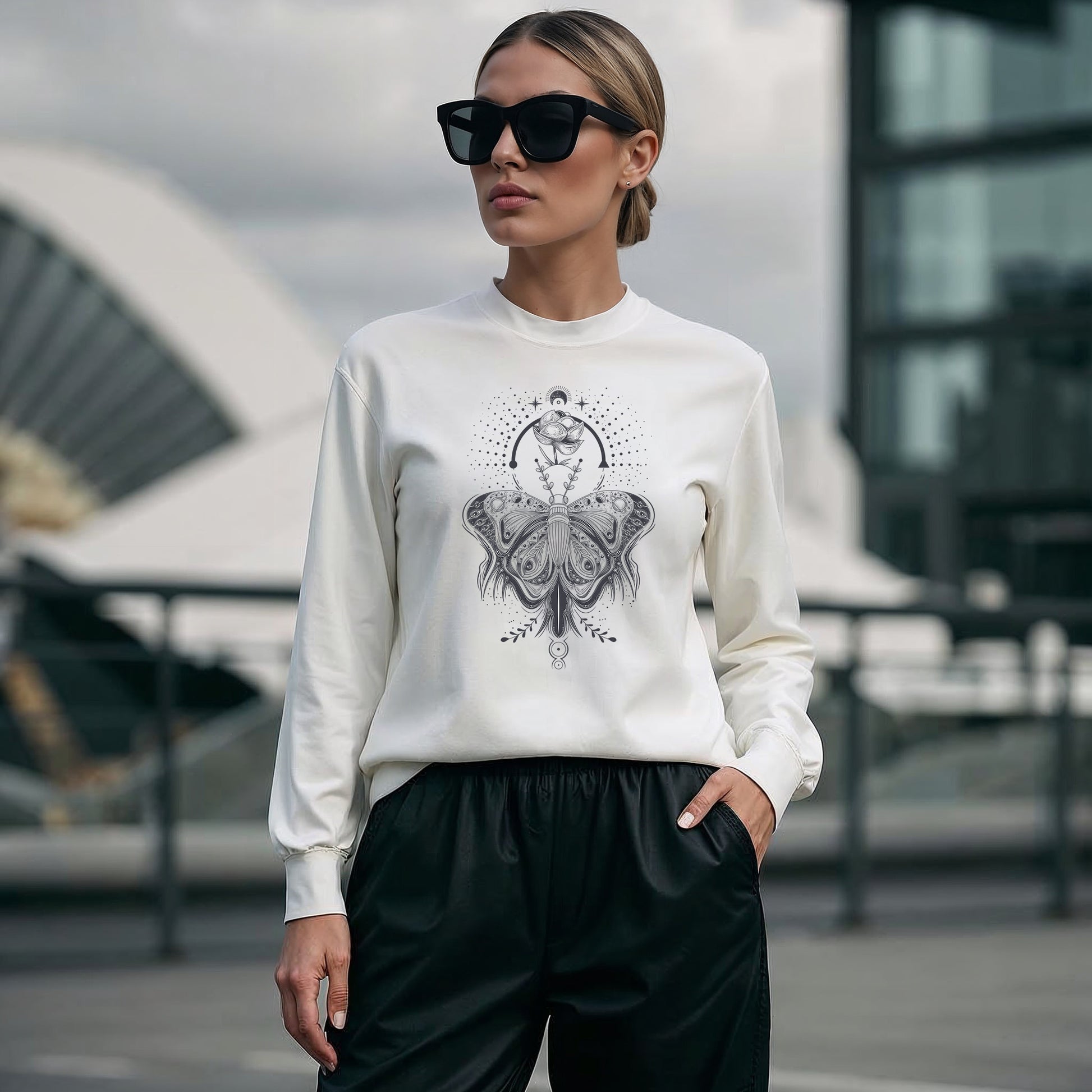 Ornamental Butterfly & Rose Art Sweatshirt - LucyKay store