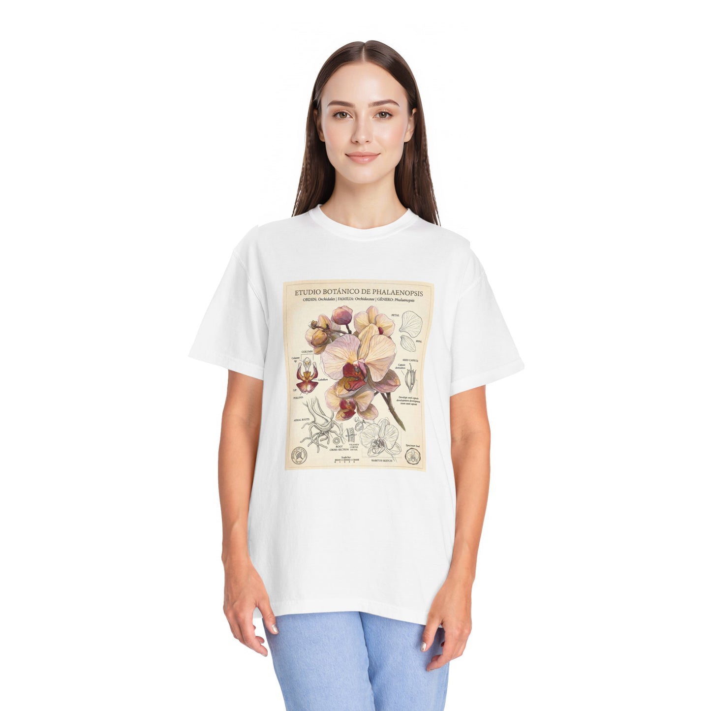 Vintage Botanical Orchid T-Shirt | Floral Graphic Tee - LucyKay store