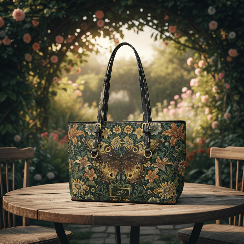Butterfly Floral PU Leather Shoulder Bag – Vintage Tote - LucyKay store