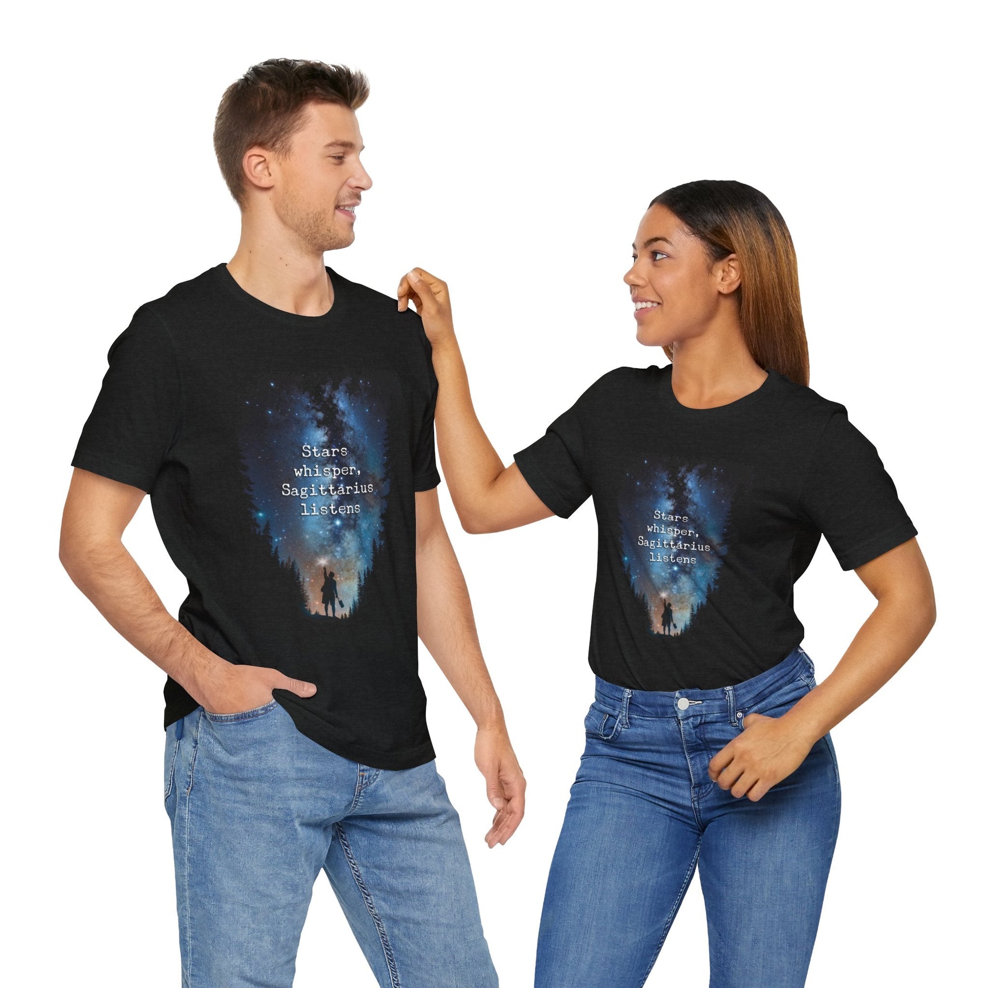 Celestial Forest Night T-Shirt - Starry Sky Graphic Tee - LucyKay store