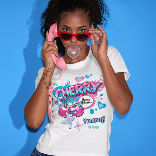 Cherry Graphic Tee | Cute Core Women's Cotton T-Shirt - LucyKay store