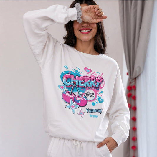 Cherry Graphic Sweatshirt | Cute Core Unisex Fleece Crewneck - LucyKay store