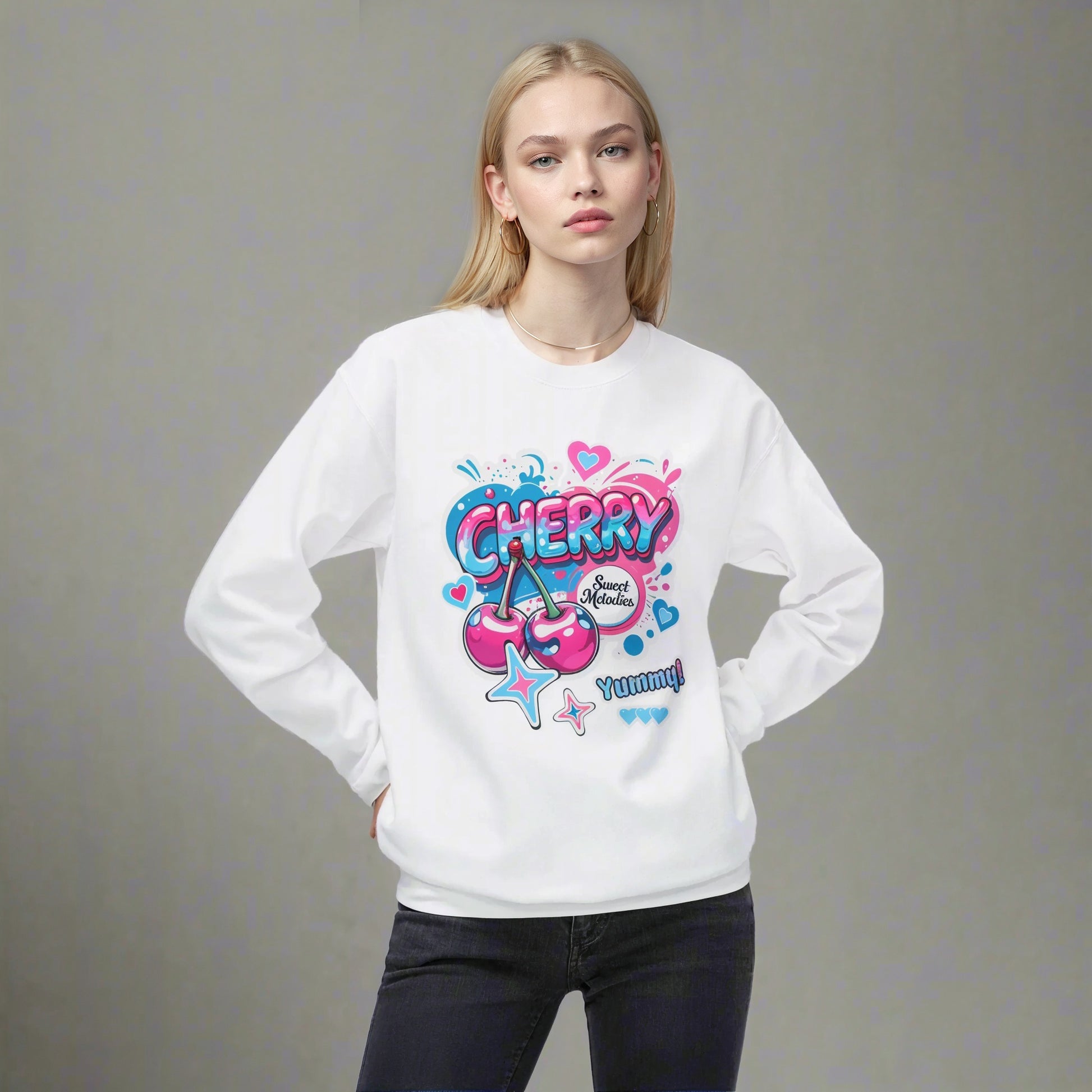 Cherry Graphic Sweatshirt | Cute Core Unisex Fleece Crewneck - LucyKay store