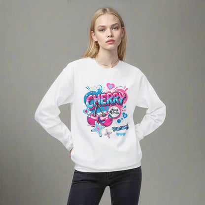 Cherry Graphic Sweatshirt | Cute Core Unisex Fleece Crewneck - LucyKay store