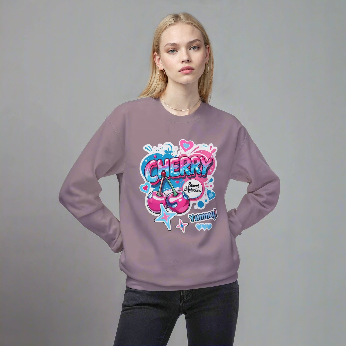 Cherry Graphic Sweatshirt | Cute Core Unisex Fleece Crewneck - LucyKay store