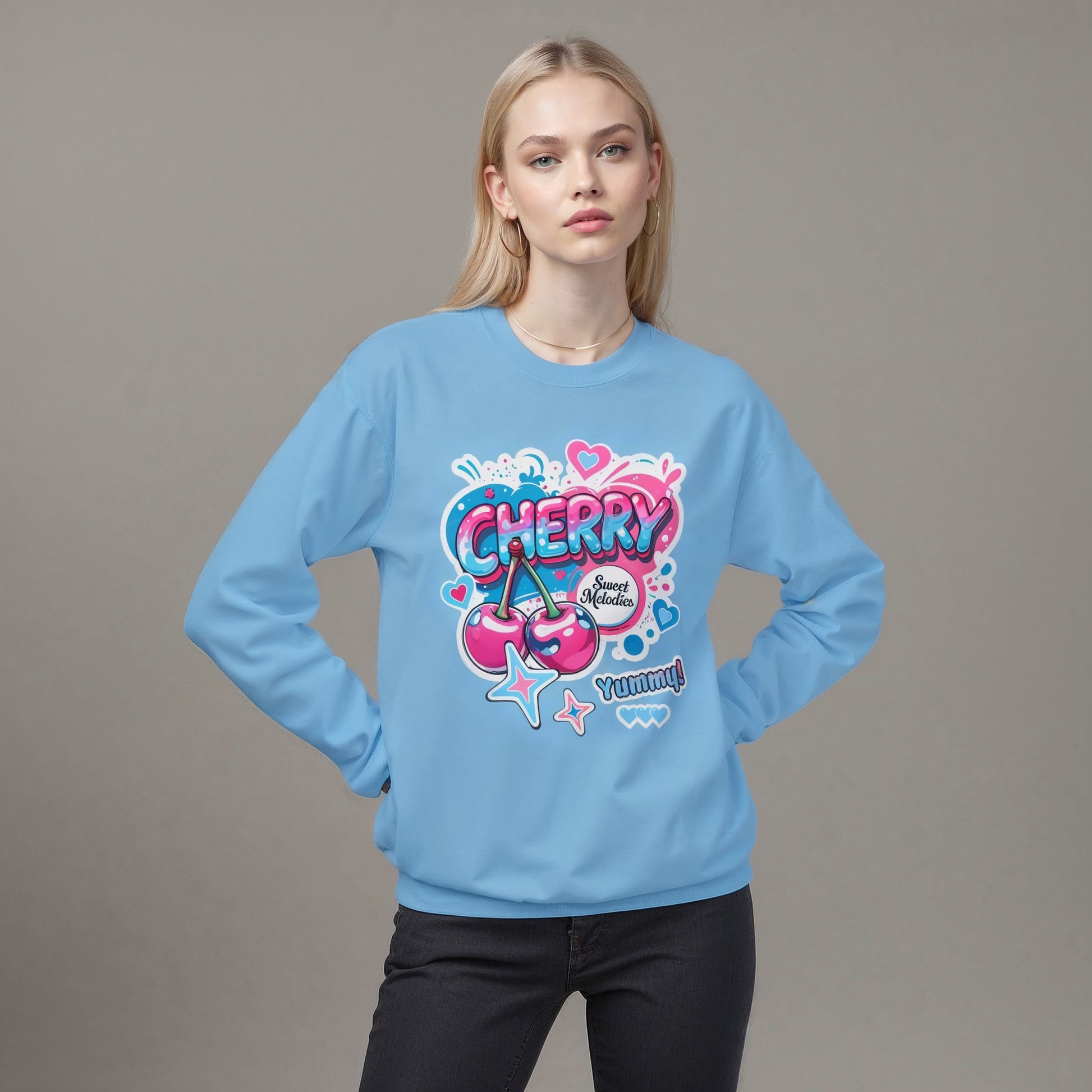 Cherry Graphic Sweatshirt | Cute Core Unisex Fleece Crewneck - LucyKay store