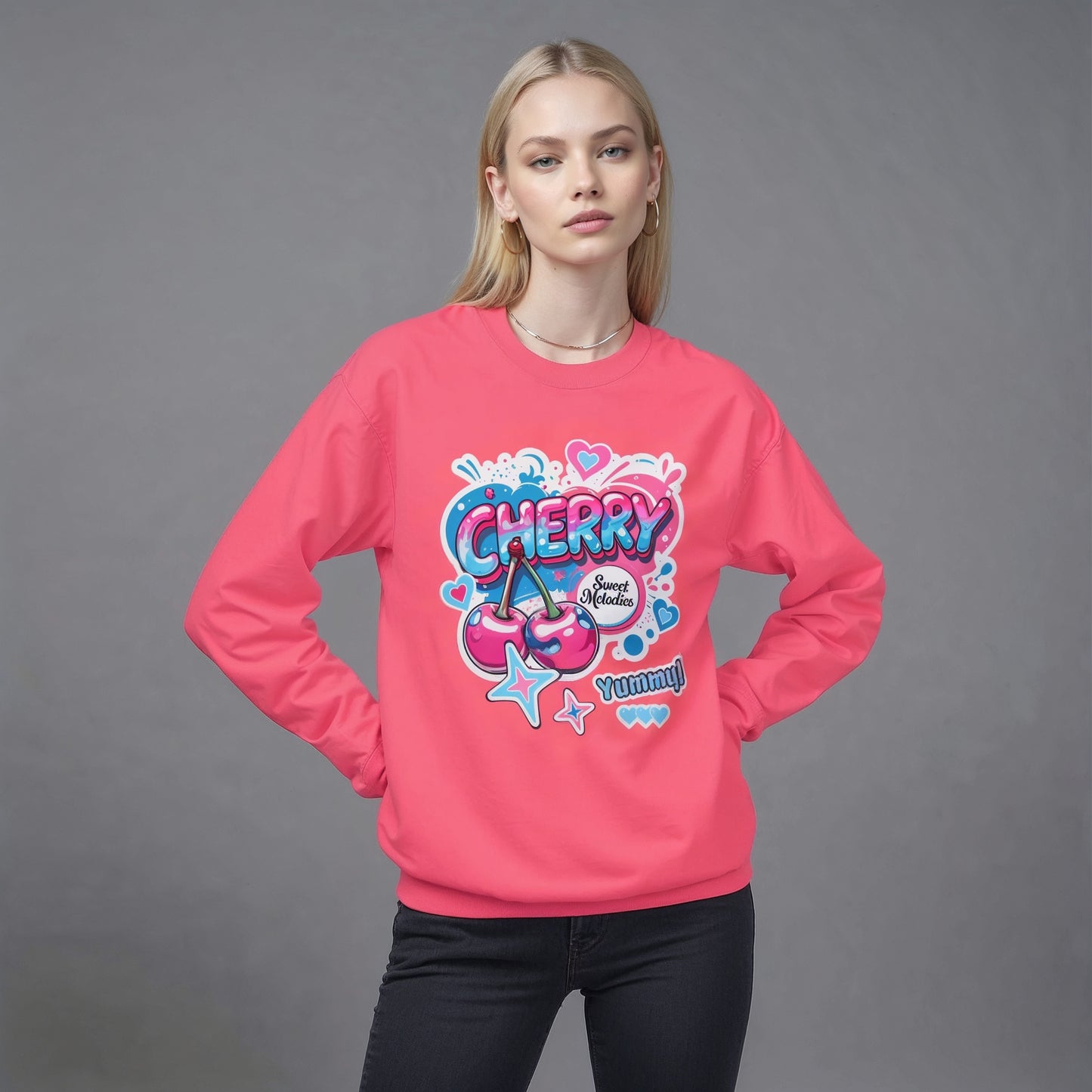 Cherry Graphic Sweatshirt | Cute Core Unisex Fleece Crewneck - LucyKay store