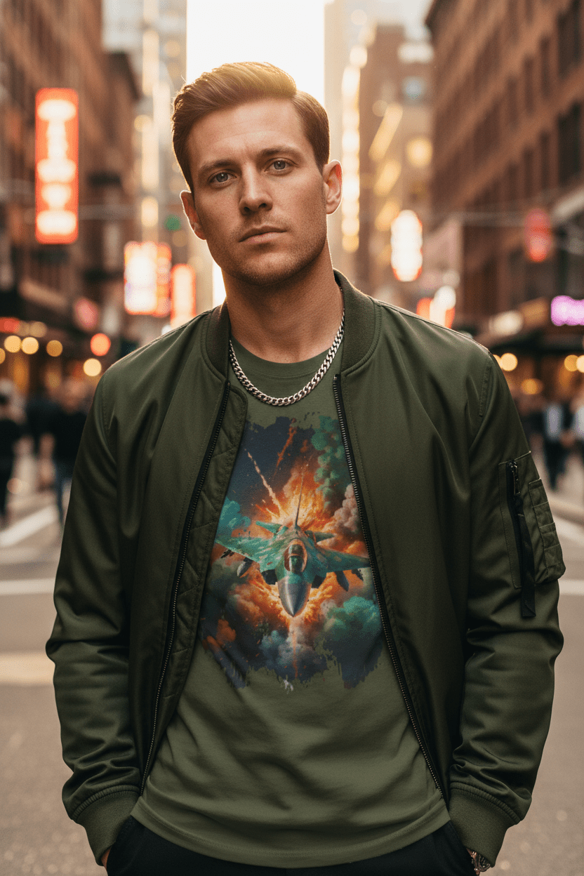 Fighter Jet T-Shirt Unisex - Military Graphic Softstyle Tee - LucyKay store