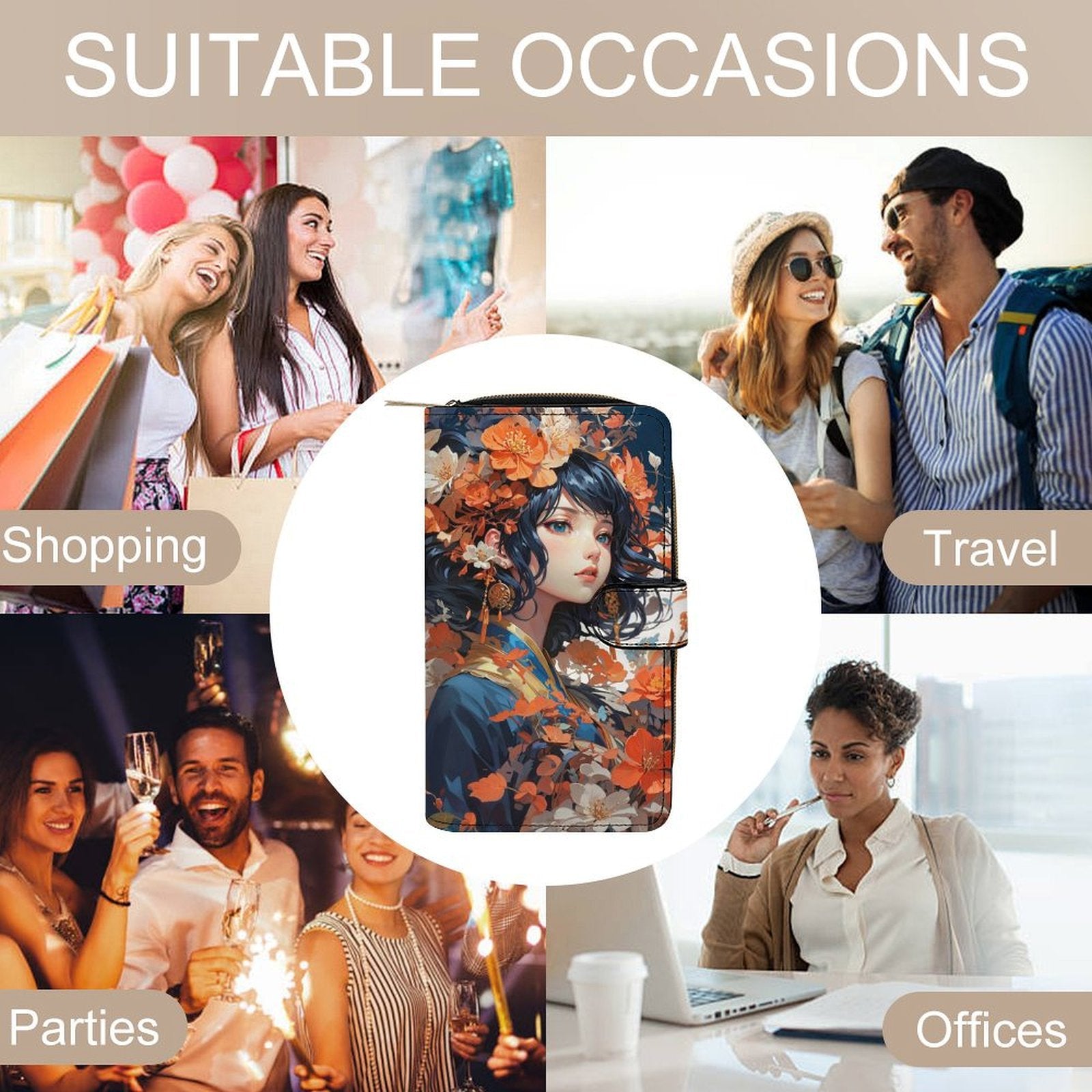 Anime Girl Floral Wallet - LucyKay store
