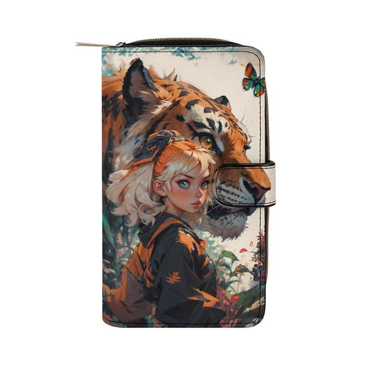 Classic PU Leather Wallet with Tiger & Girl Design in Anime Style - LucyKay store