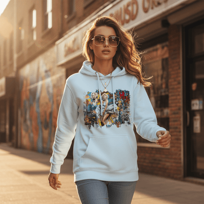 Vintage Hollywood Pop Art Hoodie - Unisex Urban Graphic Pullover - LucyKay store