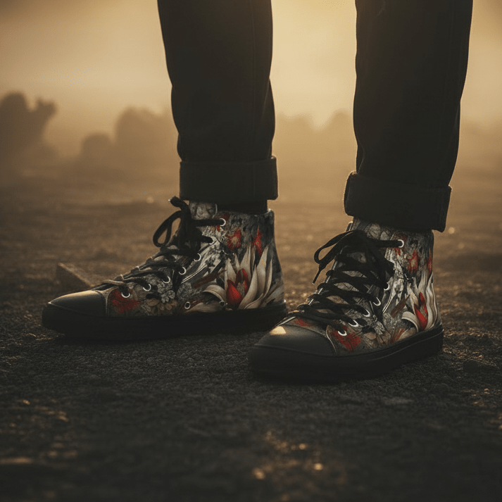 Women's Floral High - Top Canvas Sneakers | Comfortable Artistic Shoes - LucyKay store