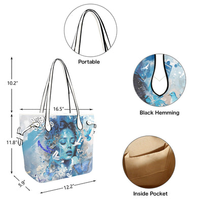 Clover PU Leather Tote Bag – Durable, Stylish, and Artistic Everyday Tote - LucyKay store