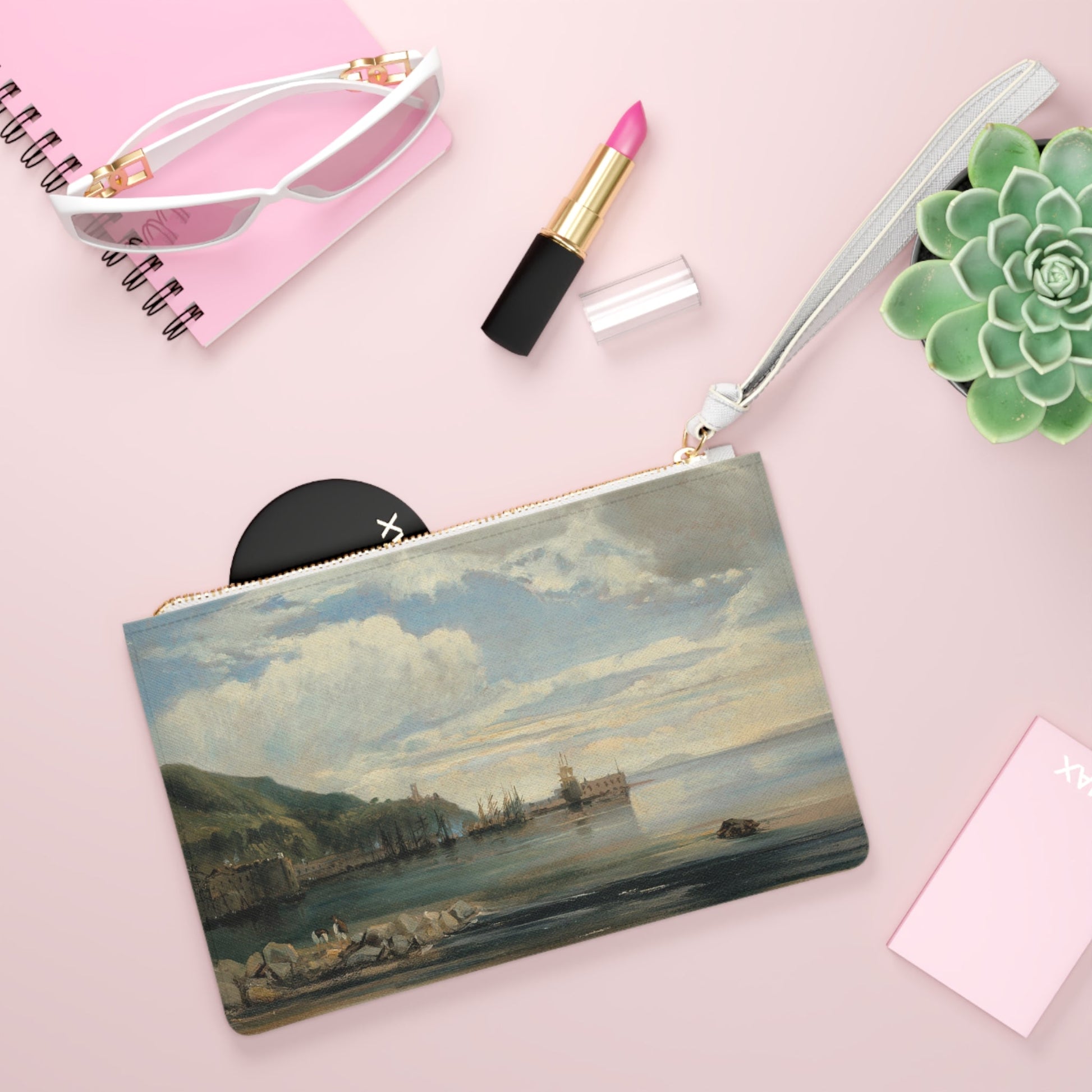 Clutch Bag with Léon - François - Antoine Fleury Painting On the Bay of Naples - LucyKay store