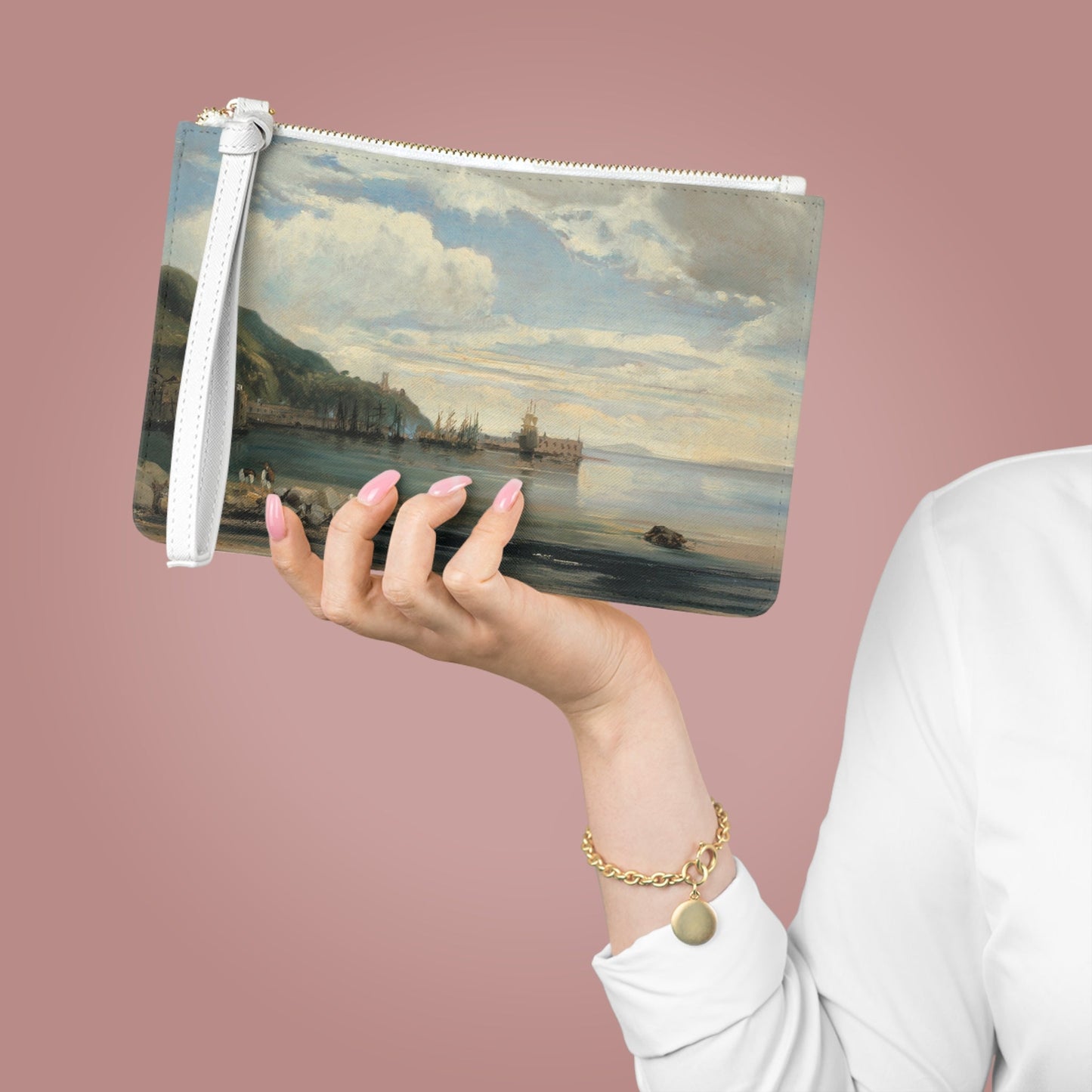 Clutch Bag with Léon - François - Antoine Fleury Painting On the Bay of Naples - LucyKay store