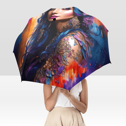 Colorful Artistic Floral Umbrella - Semi - Automatic Foldable - LucyKay store