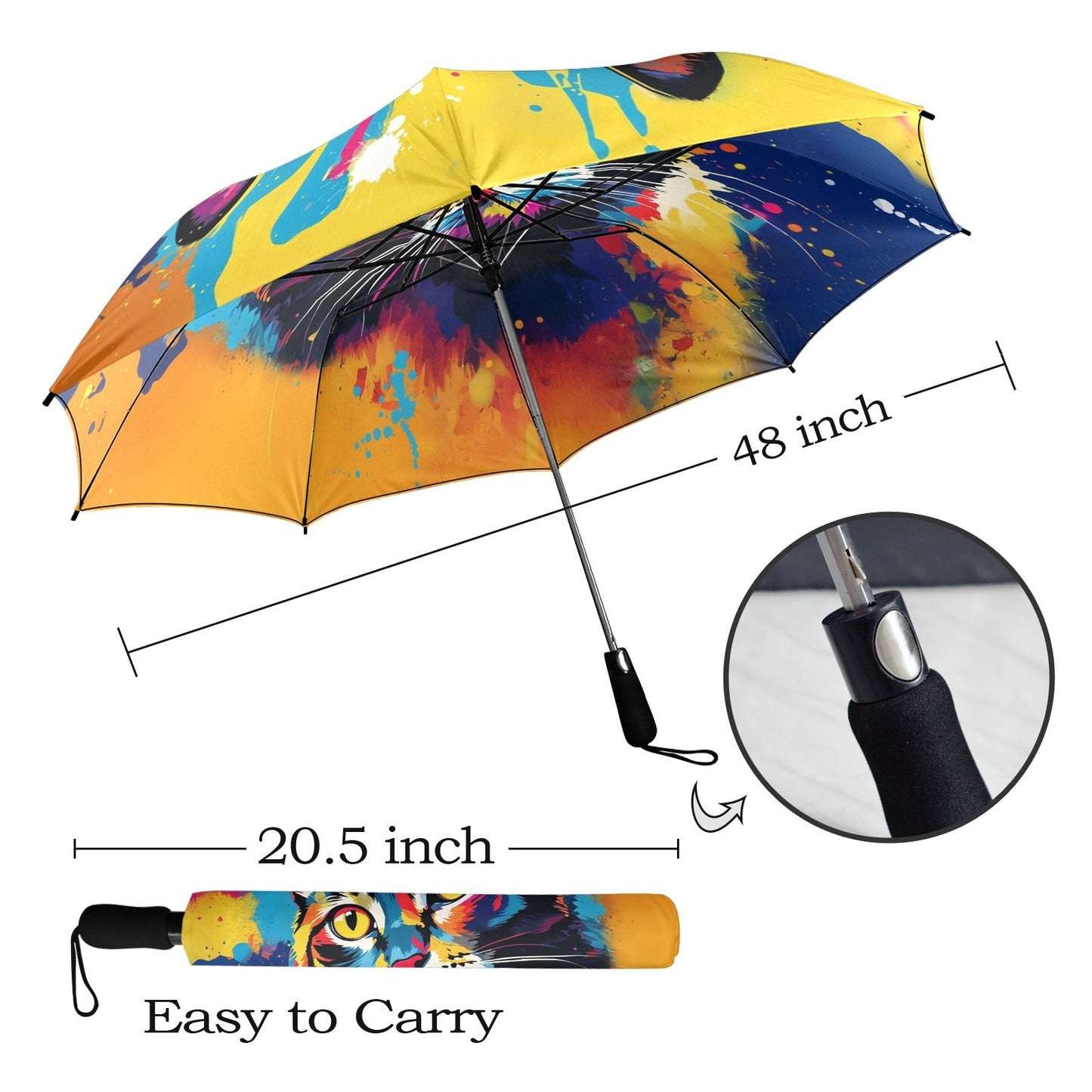 Colorful Cat Design Semi - Automatic Foldable Umbrella - LucyKay store