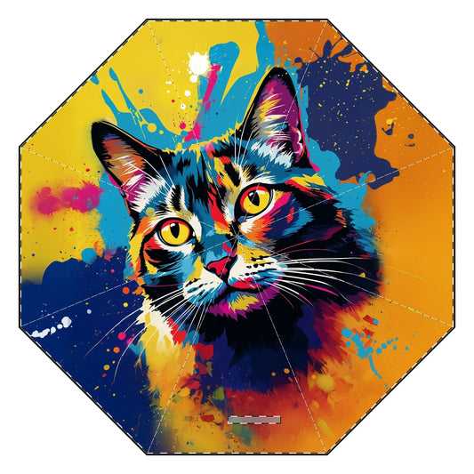 Colorful Cat Design Semi - Automatic Foldable Umbrella - LucyKay store