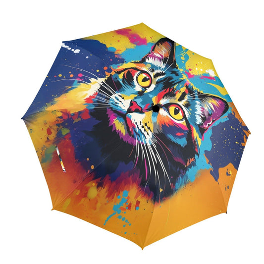 Colorful Cat Design Semi - Automatic Foldable Umbrella - LucyKay store