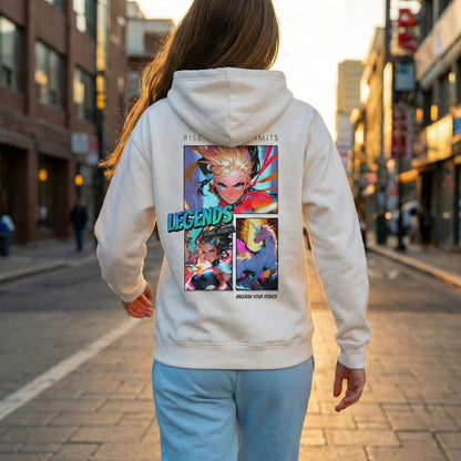 Legends Anime Collage Hoodie | Rise Beyond Limits Graphic Sweatshirt - LucyKay store