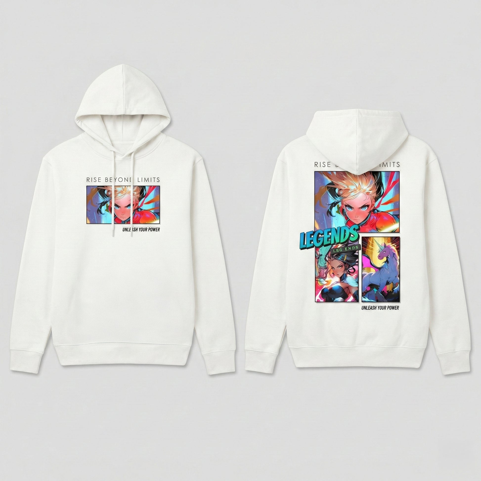 Legends Anime Collage Hoodie | Rise Beyond Limits Graphic Sweatshirt - LucyKay store