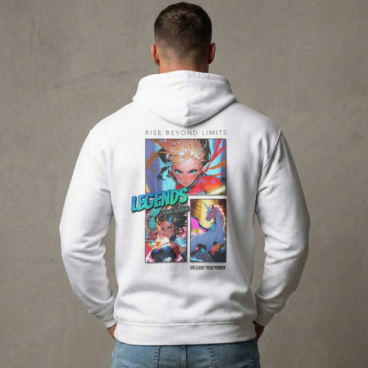 Legends Anime Collage Hoodie | Rise Beyond Limits Graphic Sweatshirt - LucyKay store