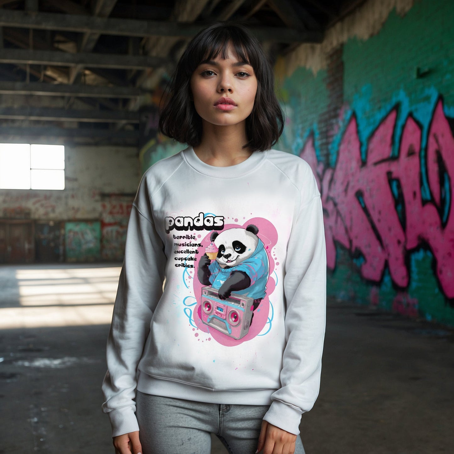 Panda Boombox Sweatshirt | Funny Music Lover Crewneck Gift - LucyKay store