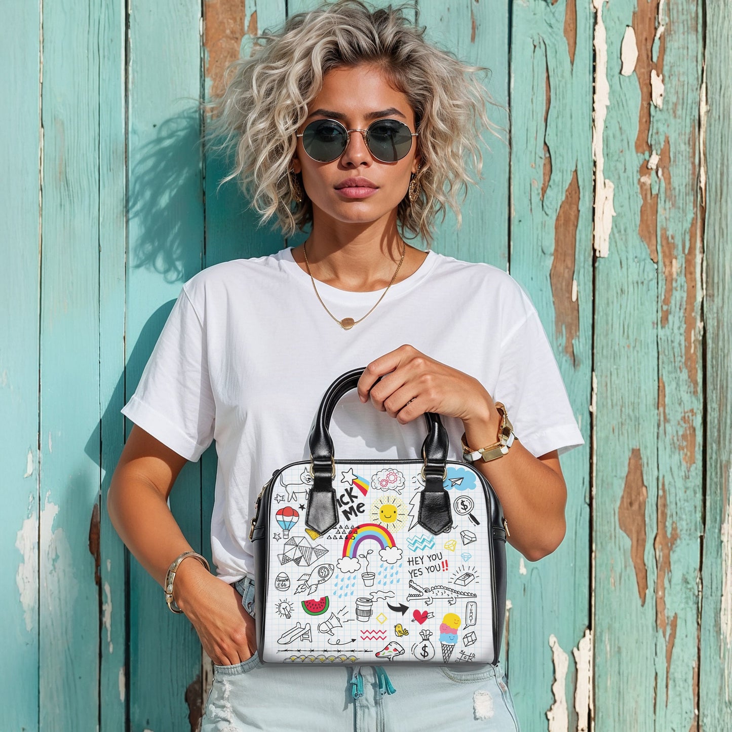 Shoulder Handbag - Doodles - LucyKay store