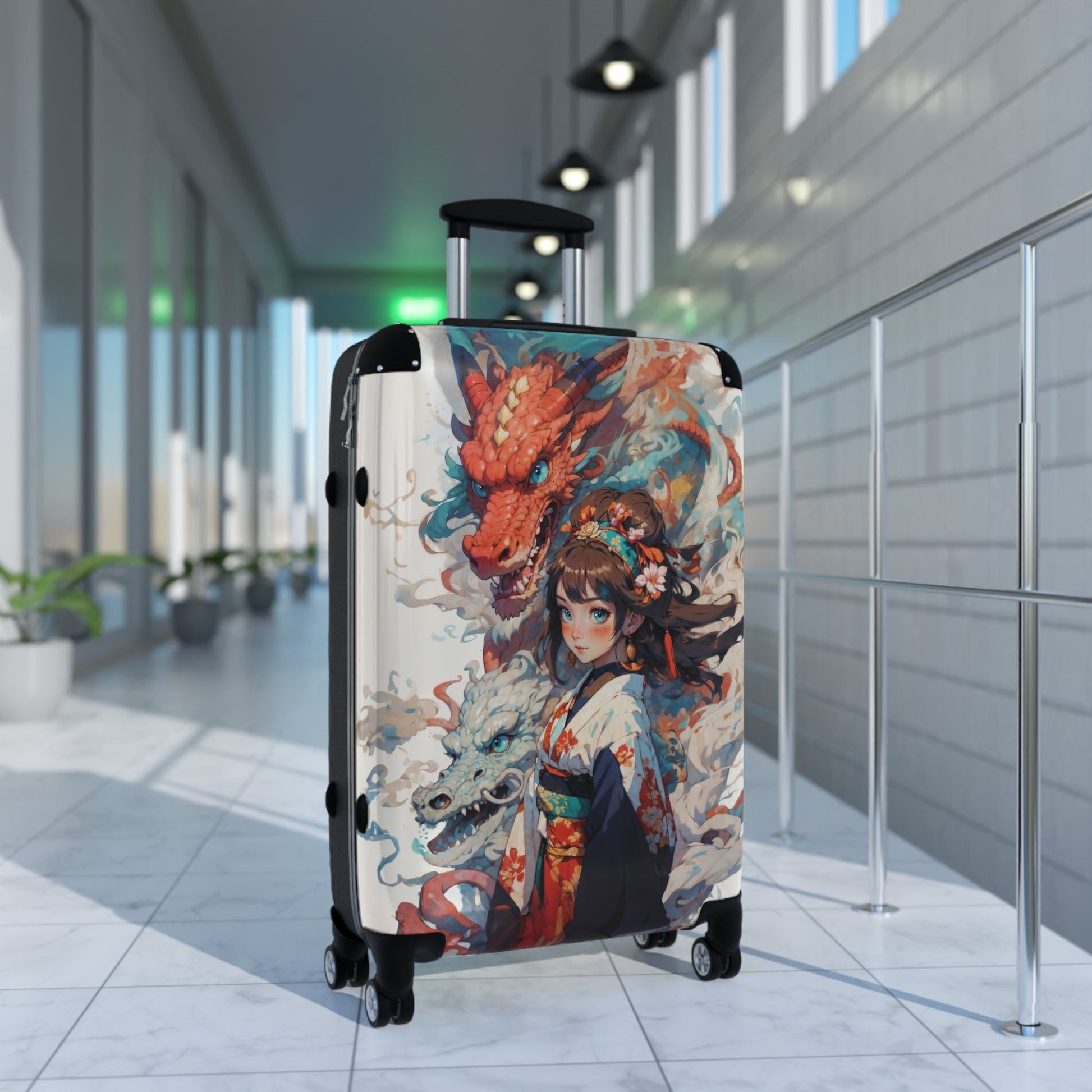 Dragon Empress Suitcase - Asian Art Travel Luggage - LucyKay store