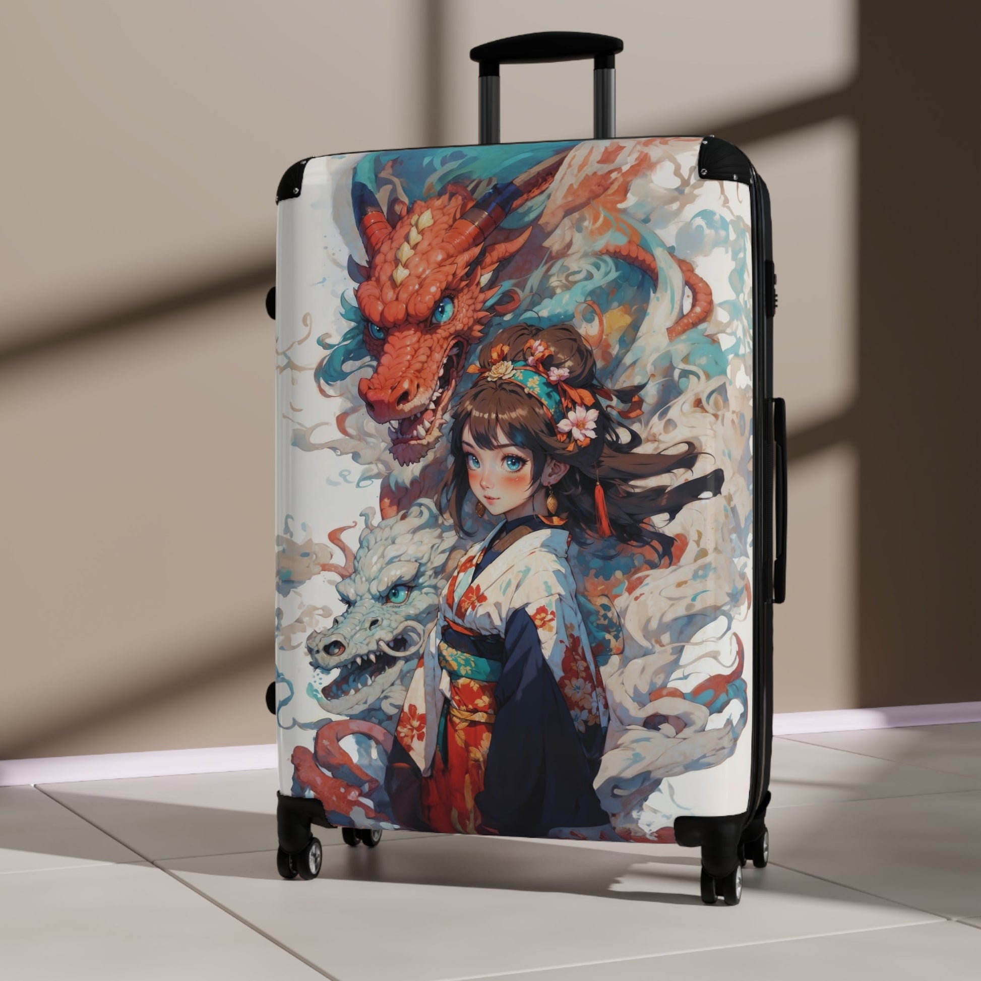 Dragon Empress Suitcase - Asian Art Travel Luggage - LucyKay store