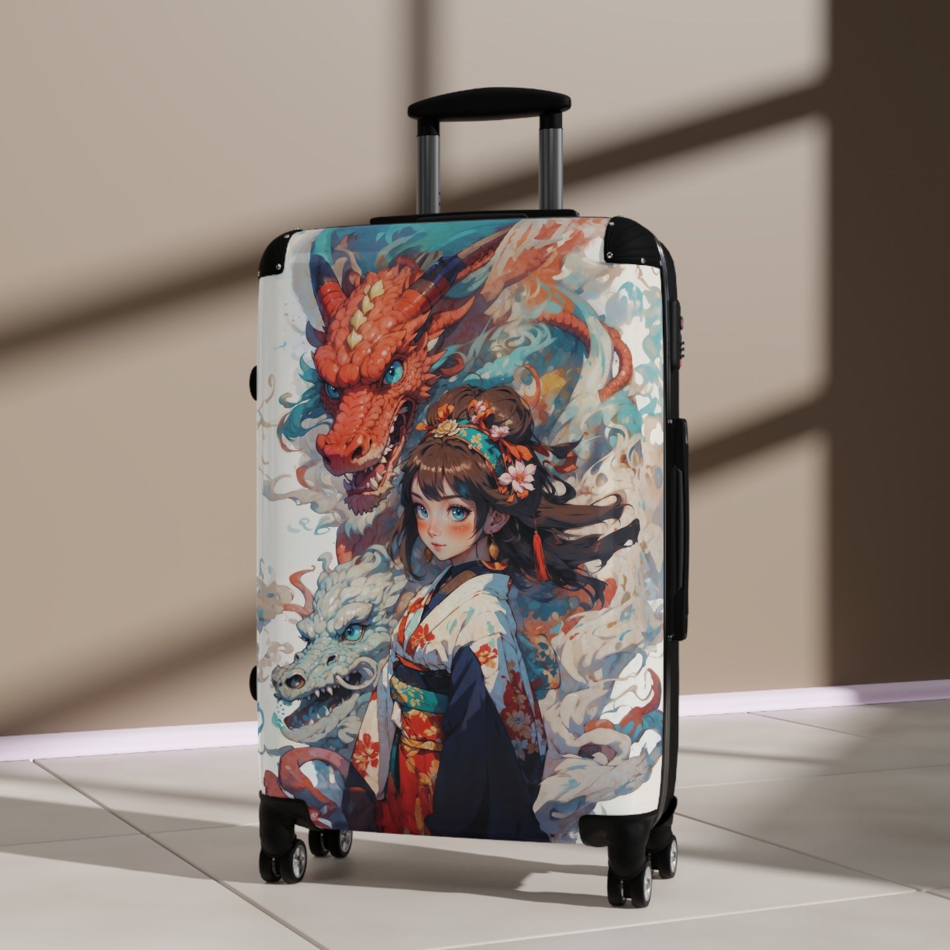 Dragon Empress Suitcase - Asian Art Travel Luggage - LucyKay store