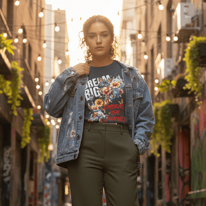 Dream Big Floral Graphic Tee – Oversized Boxy Fit - LucyKay store