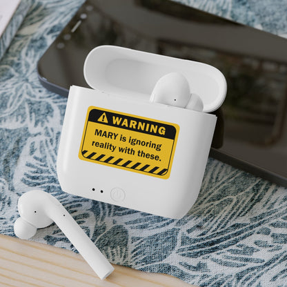 Earbuds | Funny Warning Sign Customizable Name - LucyKay store