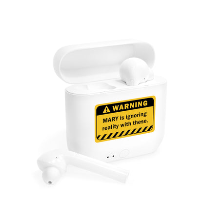 Earbuds | Funny Warning Sign Customizable Name - LucyKay store