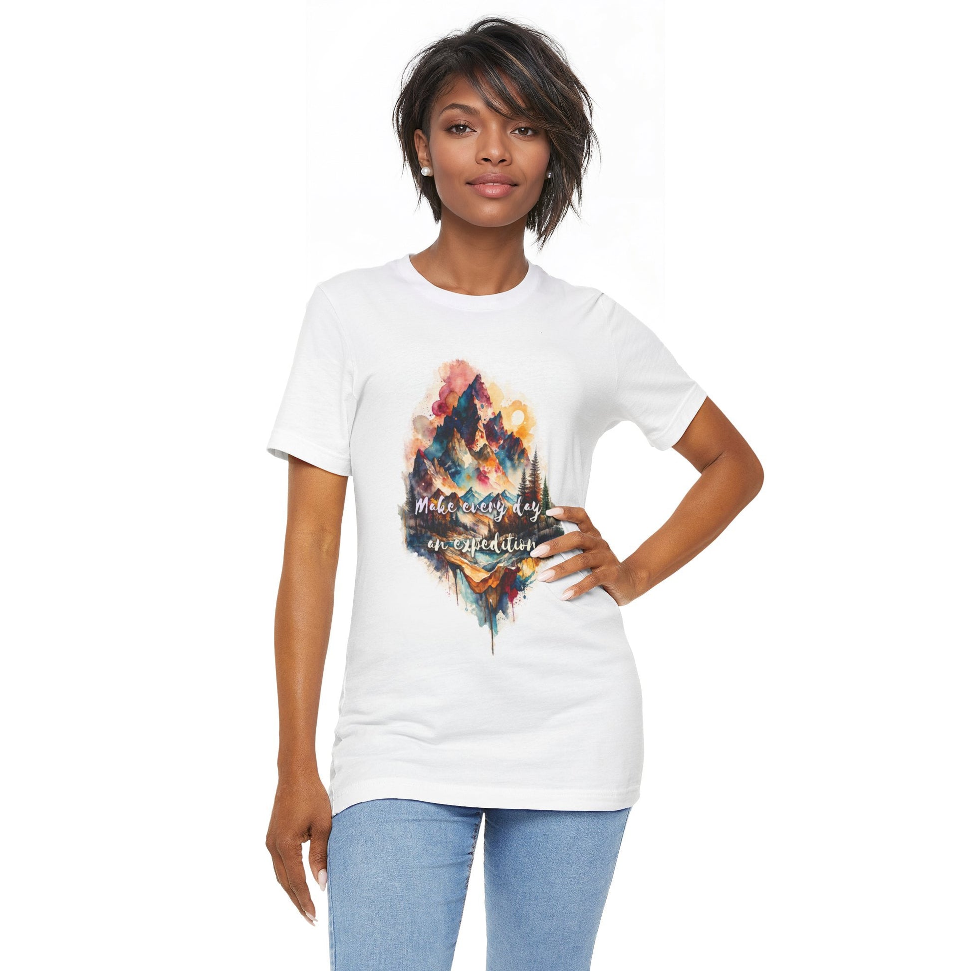 The Expedition Tee | Watercolor Mountain Graphic T-Shirt - LucyKay store