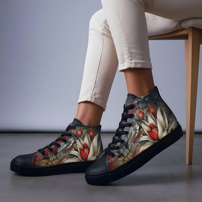 Women's Floral High - Top Canvas Sneakers | Comfortable Artistic Shoes - LucyKay store