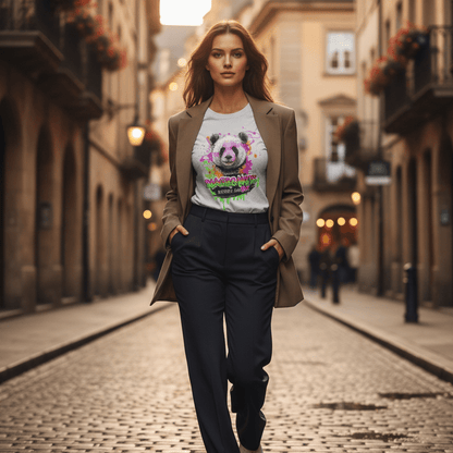 Black & White Panda Print Shirt - Unisex Cotton Graphic Tee - LucyKay store