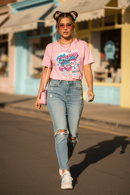 Cherry Graphic Tee | Cute Core Women's Cotton T-Shirt - LucyKay store