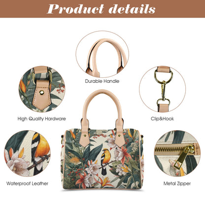 Tropical Bird & Botanical Print Satchel Handbag - LucyKay store