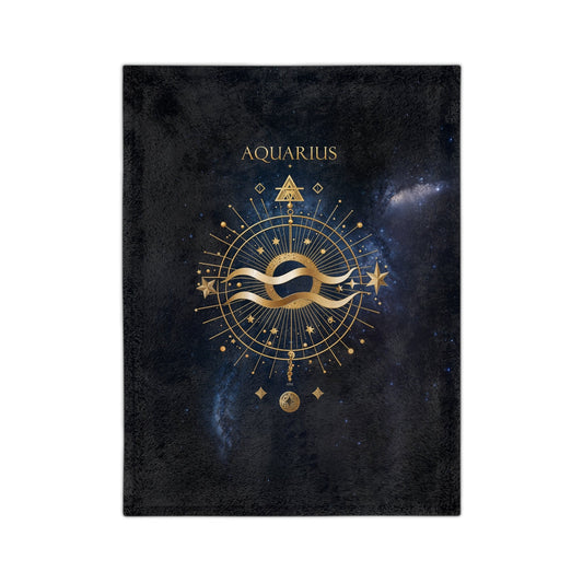 Fleece Blanket - Aquarius Zodiac Celestial Design - LucyKay store