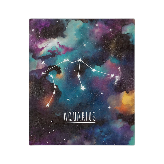 Fleece Blanket - Aquarius Zodiac Celestial Design - LucyKay store